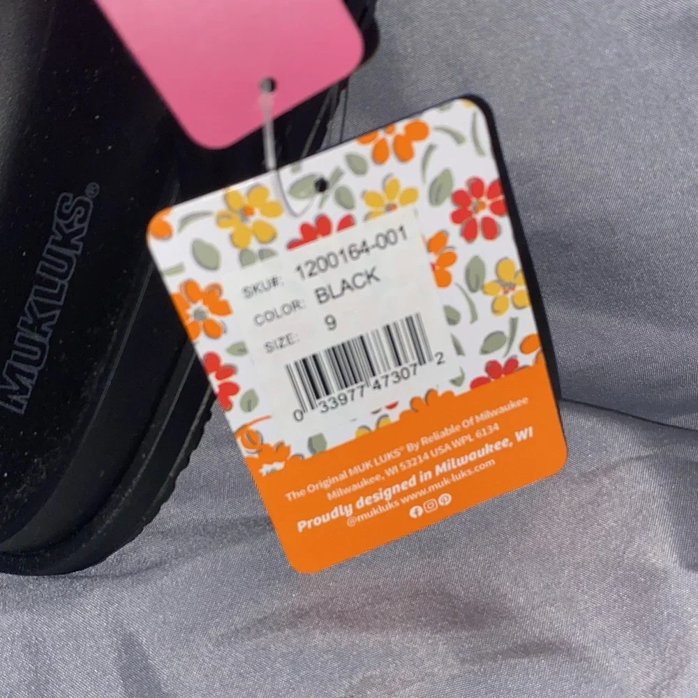 NEW MUK LUKS Puffy Strap Slide Sandals Tidal Wave Black,9 With Tags